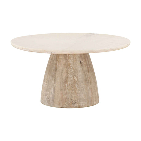 Palm Springs 36" Coffee Table with White Marble and Whitewash Modern Base by Home Trends & Design at Eve Furniture