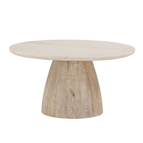 Palm Springs 36" Coffee Table with White Marble and Whitewash Modern Base by Home Trends & Design at Eve Furniture