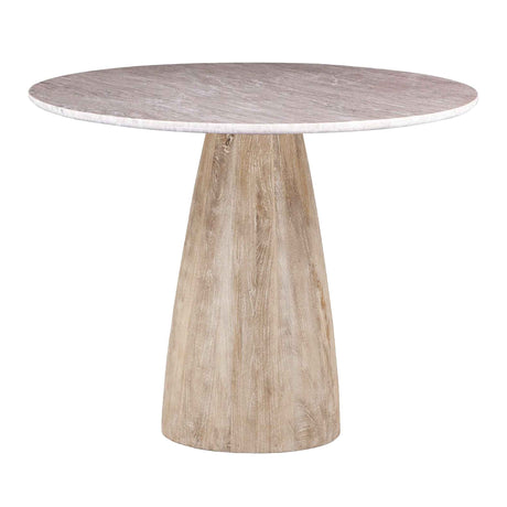 Palm Springs 48" Gathering Table with Brown Lajaria Marble and Whitewash Modern Base by Home Trends & Design at Eve Furniture