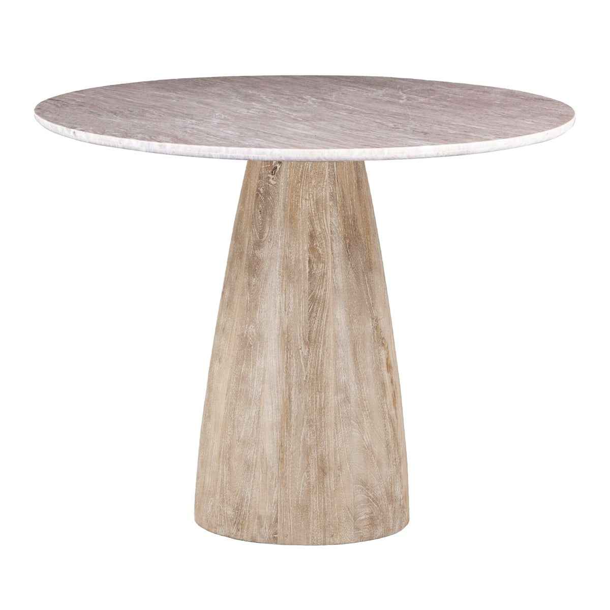 Palm Springs 48" Gathering Table with Brown Lajaria Marble and Whitewash Modern Base by Home Trends & Design at Eve Furniture