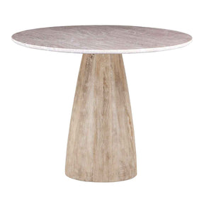 Palm Springs 48" Gathering Table with Brown Lajaria Marble and Whitewash Modern Base by Home Trends & Design at Eve Furniture