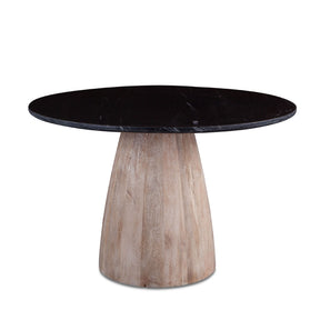 Palm Springs 48" Round Dining Table with Black Marble and Whitewash Modern Base by Home Trends & Design at Eve Furniture