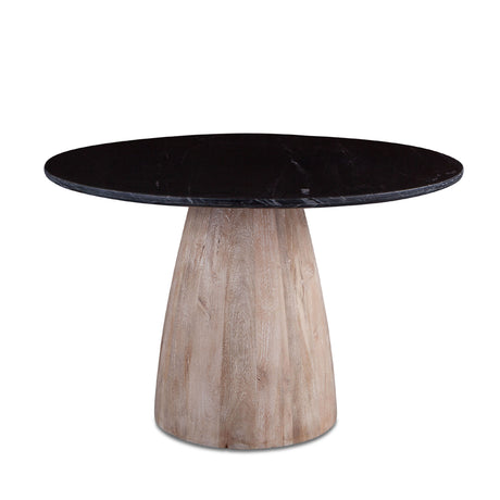 Palm Springs 48" Round Dining Table with Black Marble and Whitewash Modern Base by Home Trends & Design at Eve Furniture
