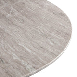 Palm Springs 48" Round Dining Table with Brown Lajaria Marble and Whitewash Modern Base