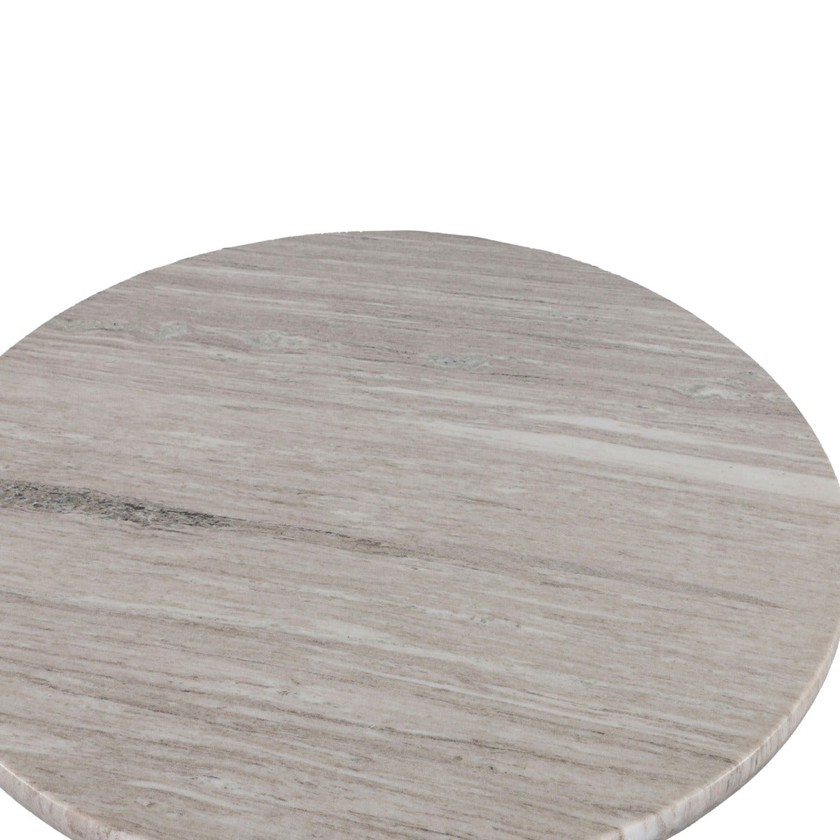 Palm Springs 48" Round Dining Table with Brown Lajaria Marble and Whitewash Modern Base