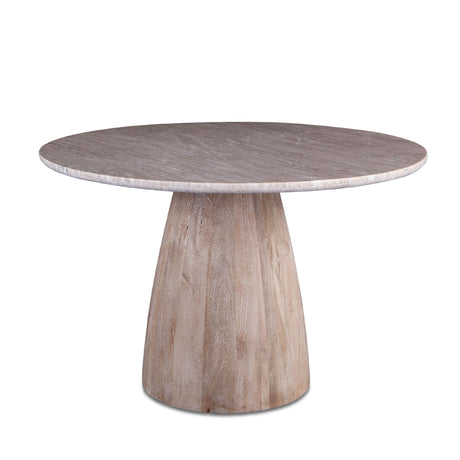Palm Springs 48" Round Dining Table with Brown Lajaria Marble and Whitewash Modern Base by Home Trends & Design at Eve Furniture