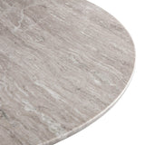 Palm Springs 48" Round Dining Table with Brown Lajaria Marble and Whitewash Modern Base