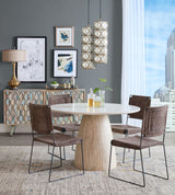 Palm Springs 48" Round Dining Table with White Marble and Whitewash Modern Base by Home Trends & Design at Eve Furniture