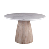 Palm Springs 48" Round Dining Table with White Marble and Whitewash Modern Base by Home Trends & Design at Eve Furniture