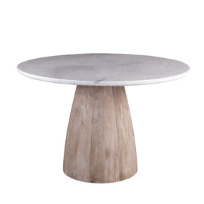 Palm Springs 48" Round Dining Table with White Marble and Whitewash Modern Base by Home Trends & Design at Eve Furniture