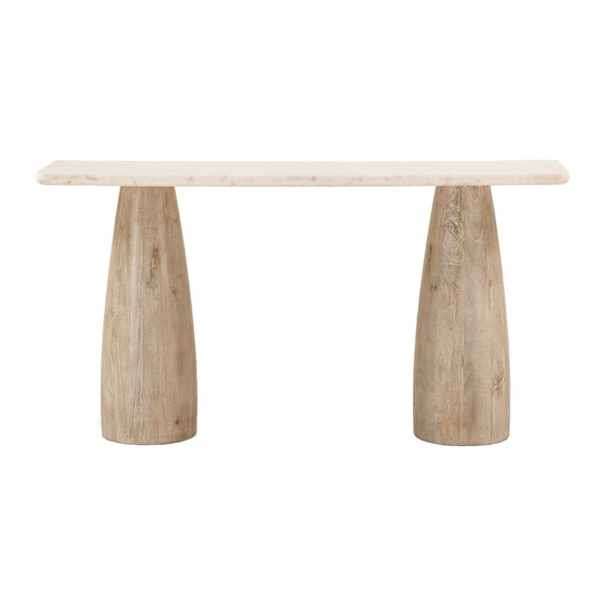 Palm Springs 60" Console Table with White Marble and Whitewash Modern Base by Home Trends & Design at Eve Furniture