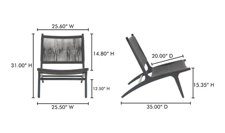 Palma Outdoor Lounge Chair Black by Moe's Home at Eve Furniture