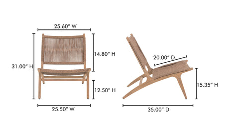 Palma Outdoor Lounge Chair Warm Brown by Moe's Home at Eve Furniture