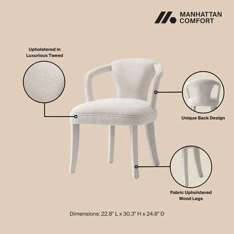 Palmer Dining Armchair in Ivory by Manhattan Comfort at Eve Furniture