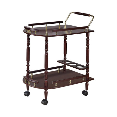Palmer Merlot/Brass 2-Tier Serving Cart by Coaster at Eve Furniture