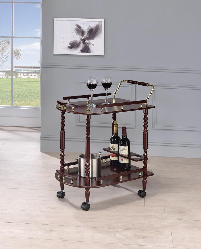 Palmer Merlot/Brass 2-Tier Serving Cart by Coaster at Eve Furniture