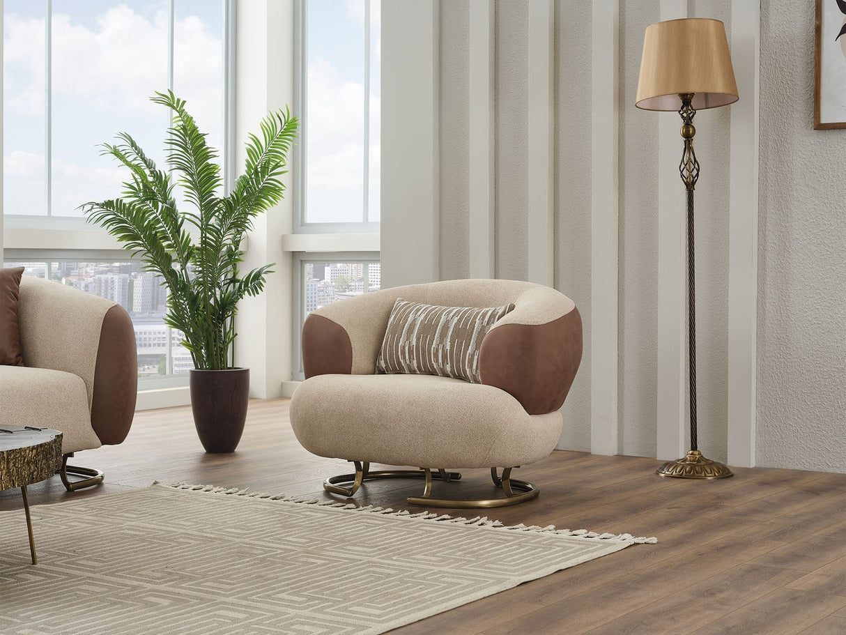 Palmera 3-pieces (Sofa & Loveseat & Chair) Livingroom Set in Cream by Furnia at Eve Furniture