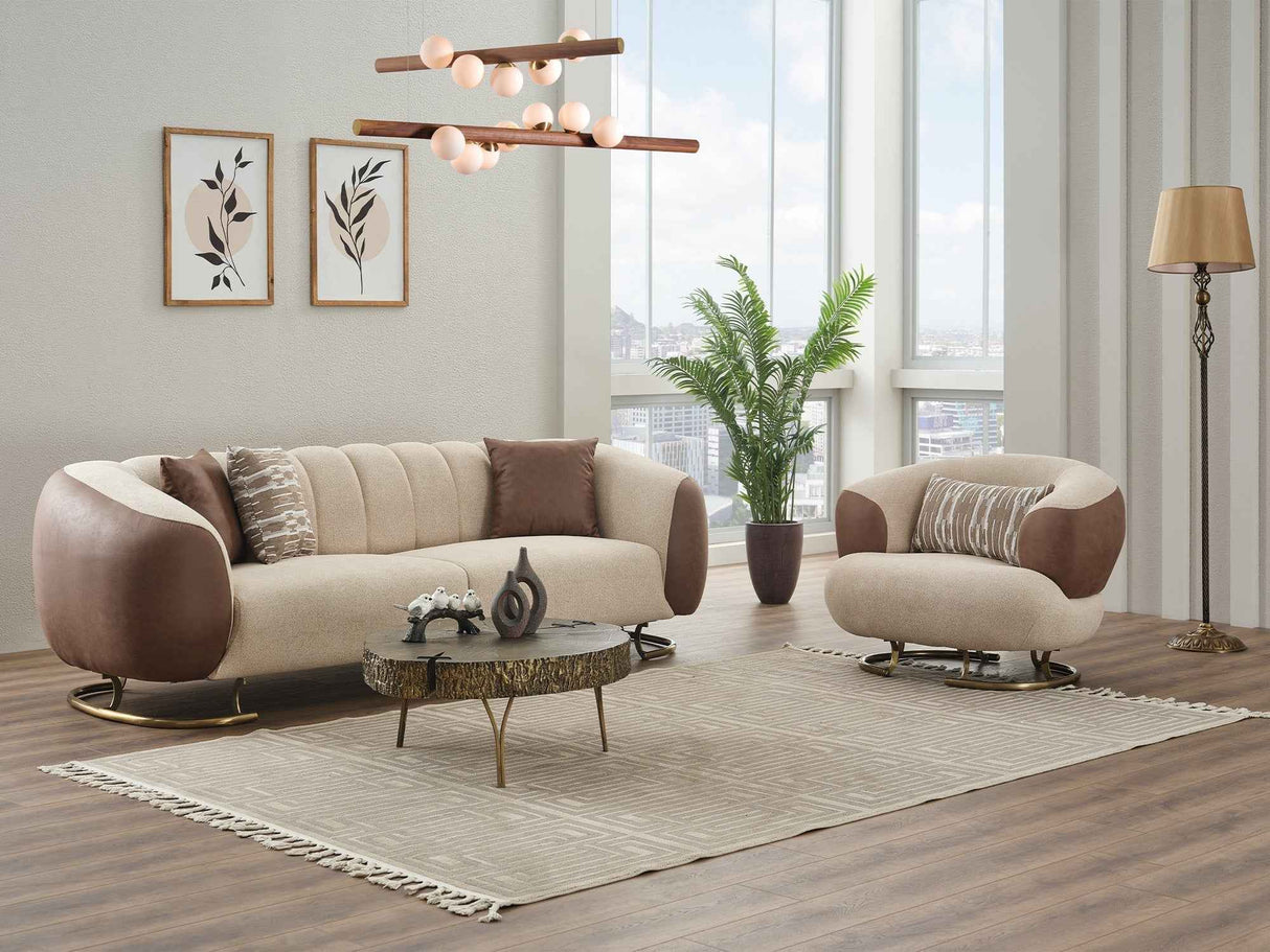Palmera 3-pieces (Sofa & Loveseat & Chair) Livingroom Set in Cream by Furnia at Eve Furniture