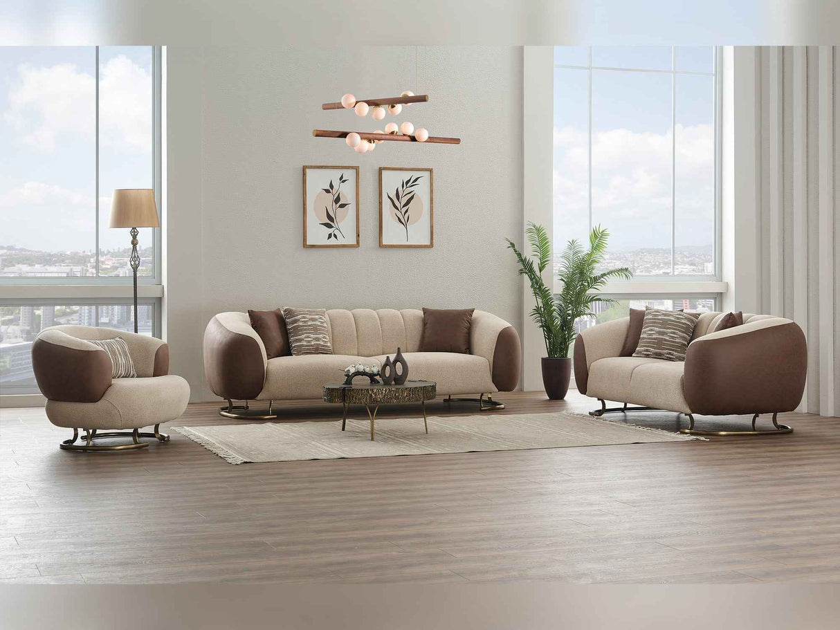 Palmera 3-pieces (Sofa & Loveseat & Chair) Livingroom Set in Cream by Furnia at Eve Furniture