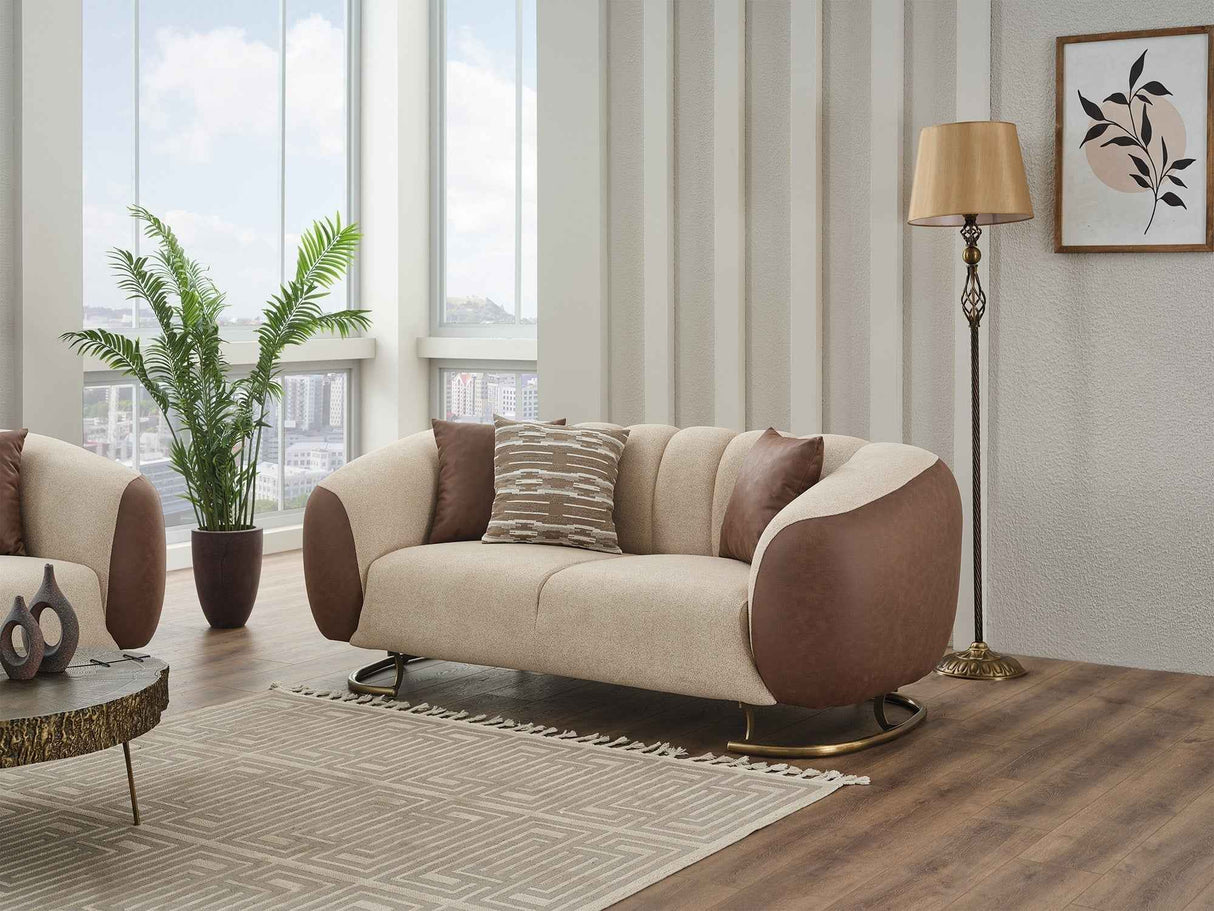 Palmera Cream Stationary Loveseat by Furnia at Eve Furniture