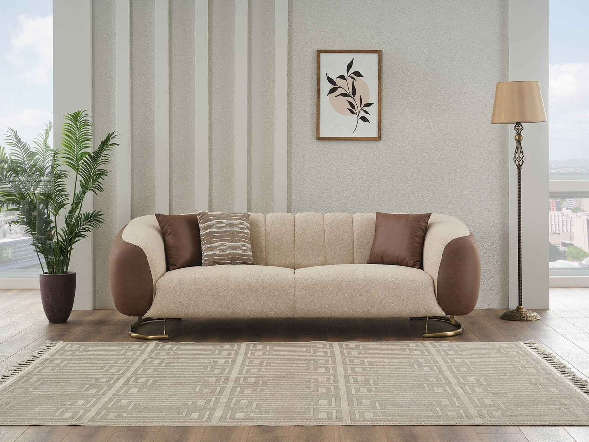 Palmera Cream Stationary Sofa by Furnia at Eve Furniture