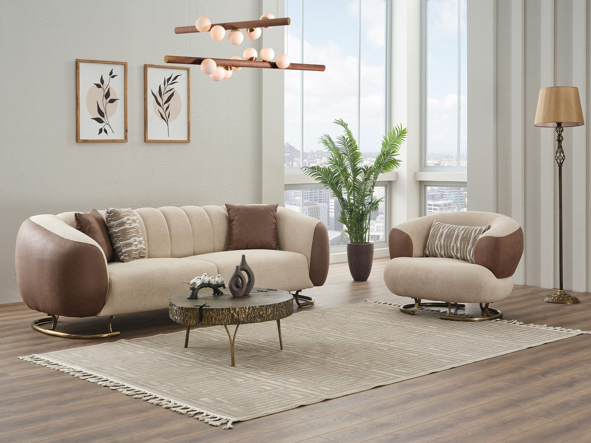 Palmera Cream Stationary Sofa by Furnia at Eve Furniture