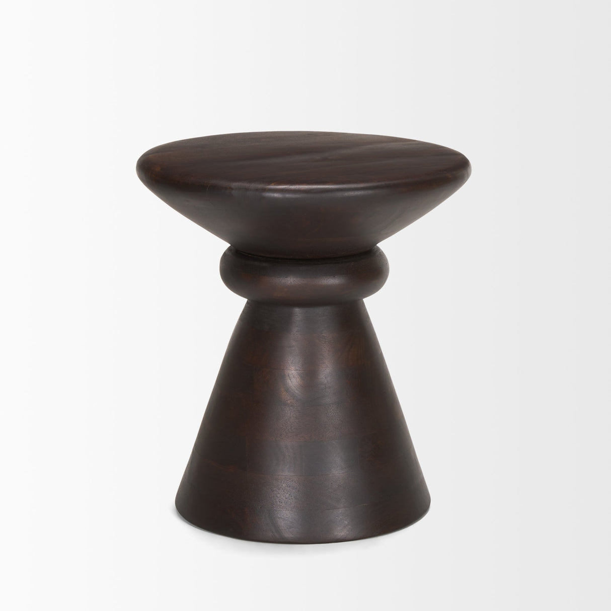 Palmera Dark Brown Wood Pedestal Accent Table by Mercana at Eve Furniture