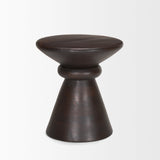 Palmera Dark Brown Wood Pedestal Accent Table by Mercana at Eve Furniture