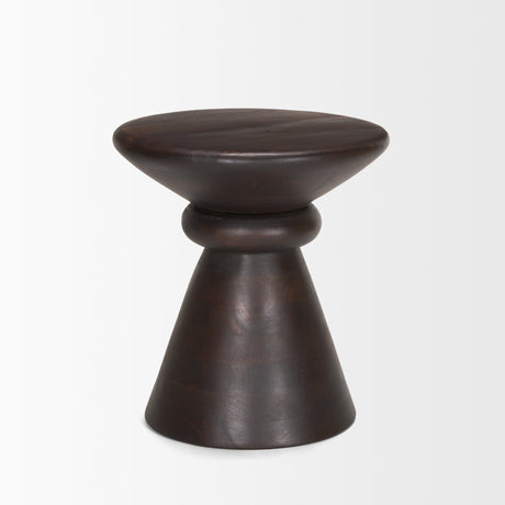 Palmera Dark Brown Wood Pedestal Accent Table by Mercana at Eve Furniture