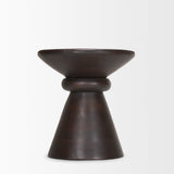 Palmera Dark Brown Wood Pedestal Accent Table by Mercana at Eve Furniture