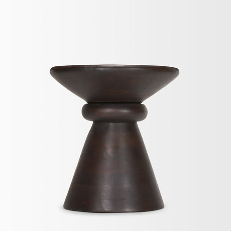Palmera Dark Brown Wood Pedestal Accent Table by Mercana at Eve Furniture