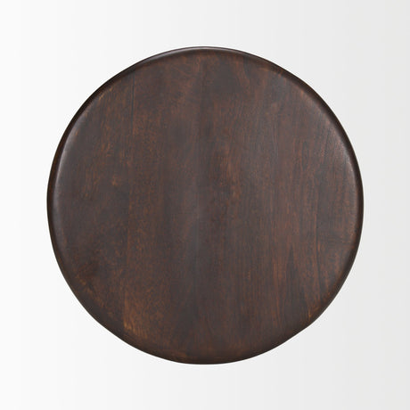 Palmera Dark Brown Wood Pedestal Accent Table by Mercana at Eve Furniture