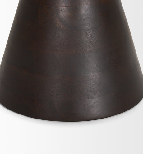 Palmera Dark Brown Wood Pedestal Accent Table by Mercana at Eve Furniture