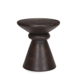 Palmera Dark Brown Wood Pedestal Accent Table by Mercana at Eve Furniture