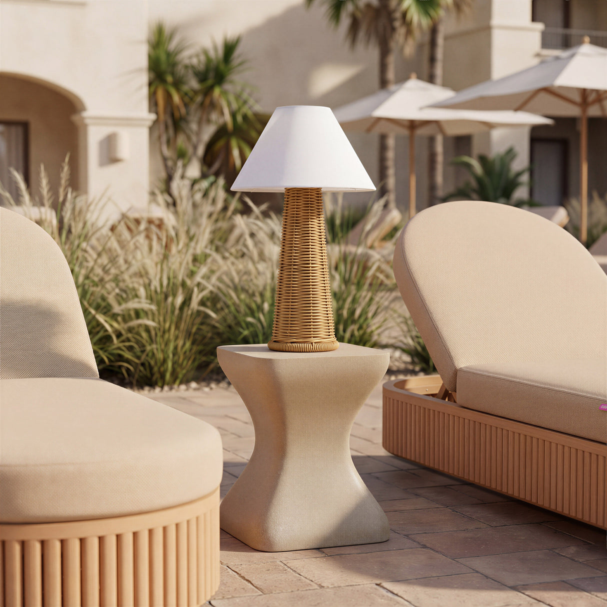 Palmia Natural Solar Table Lamp by Zuomod at Eve Furniture