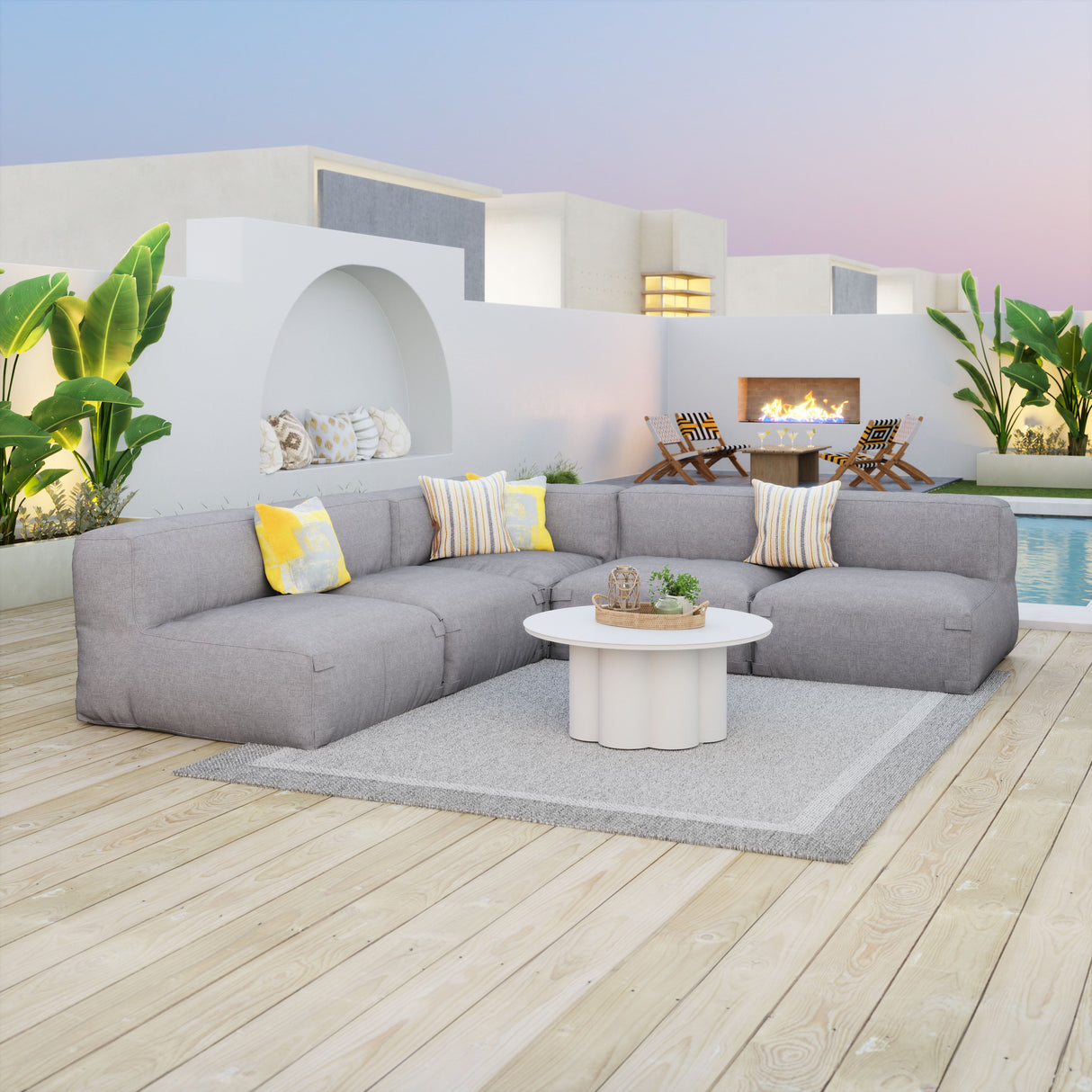 Palmier White Outdoor Coffee Table by Zuomod at Eve Furniture