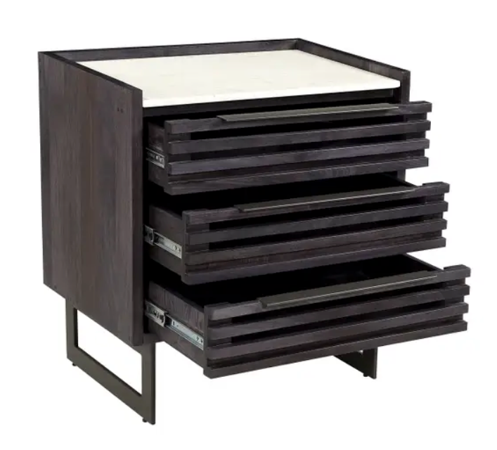 Paloma 3 Drawer Chest - Charcoal Grey by Moe's Home at Eve Furniture