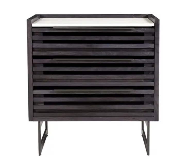 Paloma 3 Drawer Chest - Charcoal Grey by Moe's Home at Eve Furniture