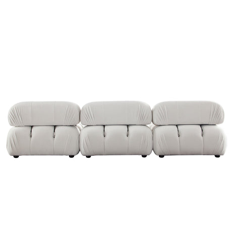Paloma 4-Piece Light Cream Velvet Modular Sectional by Diamond Sofa at Eve Furniture
