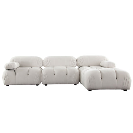 Paloma 4-Piece Light Cream Velvet Modular Sectional by Diamond Sofa at Eve Furniture