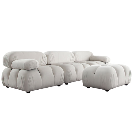Paloma 4-Piece Light Cream Velvet Modular Sectional by Diamond Sofa at Eve Furniture