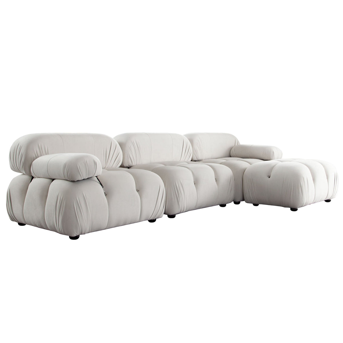 Paloma 4-Piece Light Cream Velvet Modular Sectional by Diamond Sofa at Eve Furniture