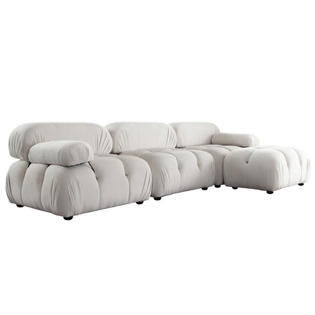 Paloma 4-Piece Light Cream Velvet Modular Sectional by Diamond Sofa at Eve Furniture