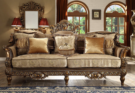 Paloma Antique Gold & Perfect Brown Sofa by Homey Design at Eve Furniture