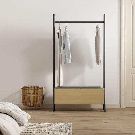 Paloma Open Hanging Closet in Natural Oak by Manhattan Comfort at Eve Furniture