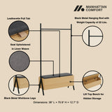 Paloma Open Hanging Closet in Natural Oak by Manhattan Comfort at Eve Furniture