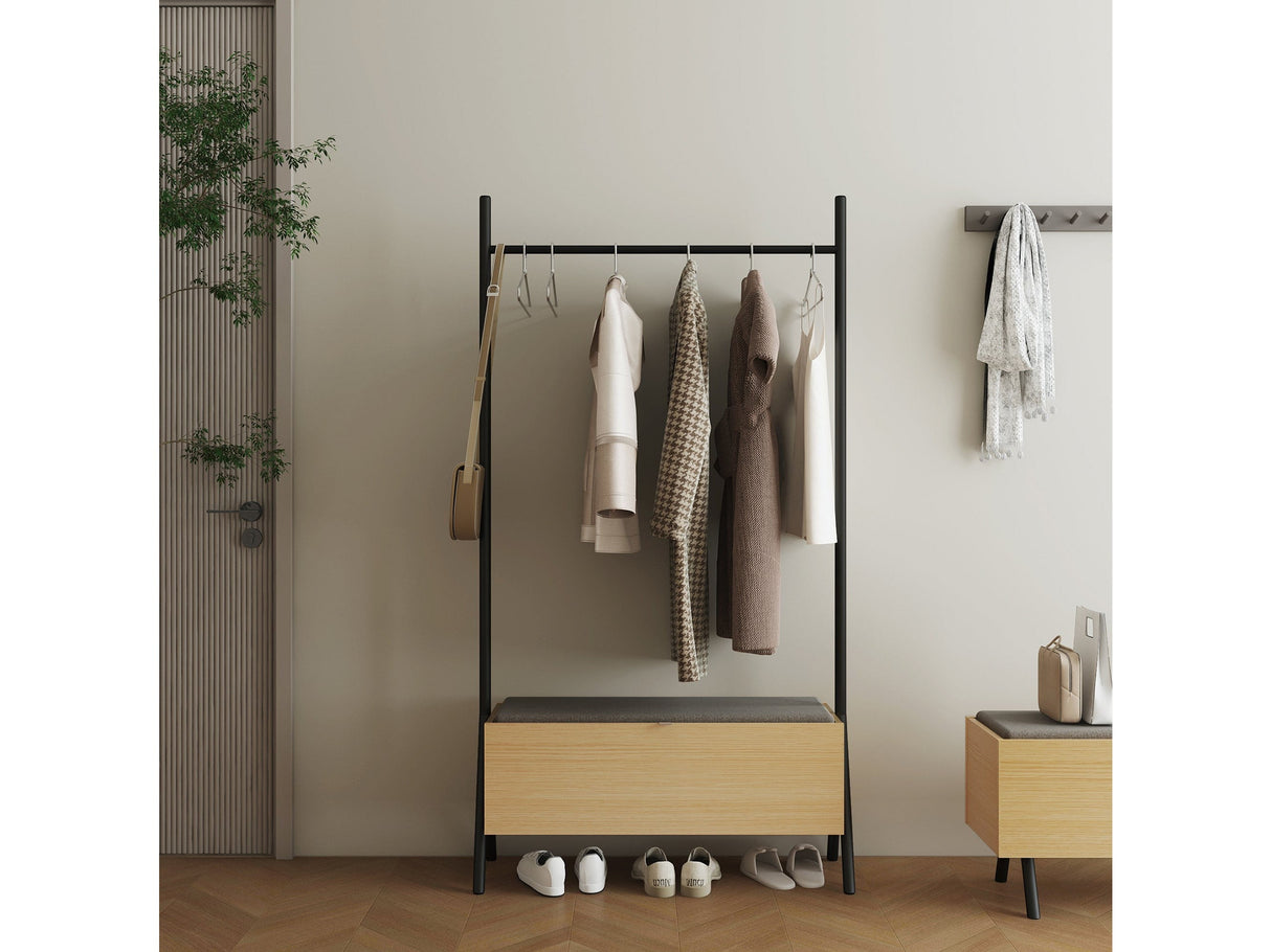 Paloma Open Hanging Closet in Natural Oak by Manhattan Comfort at Eve Furniture