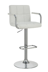 Palomar White/Chrome Adjustable Height Bar Stool