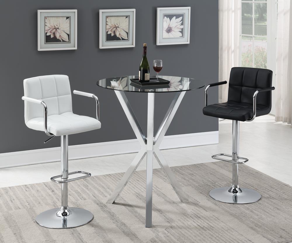 Palomar White/Chrome Adjustable Height Bar Stool