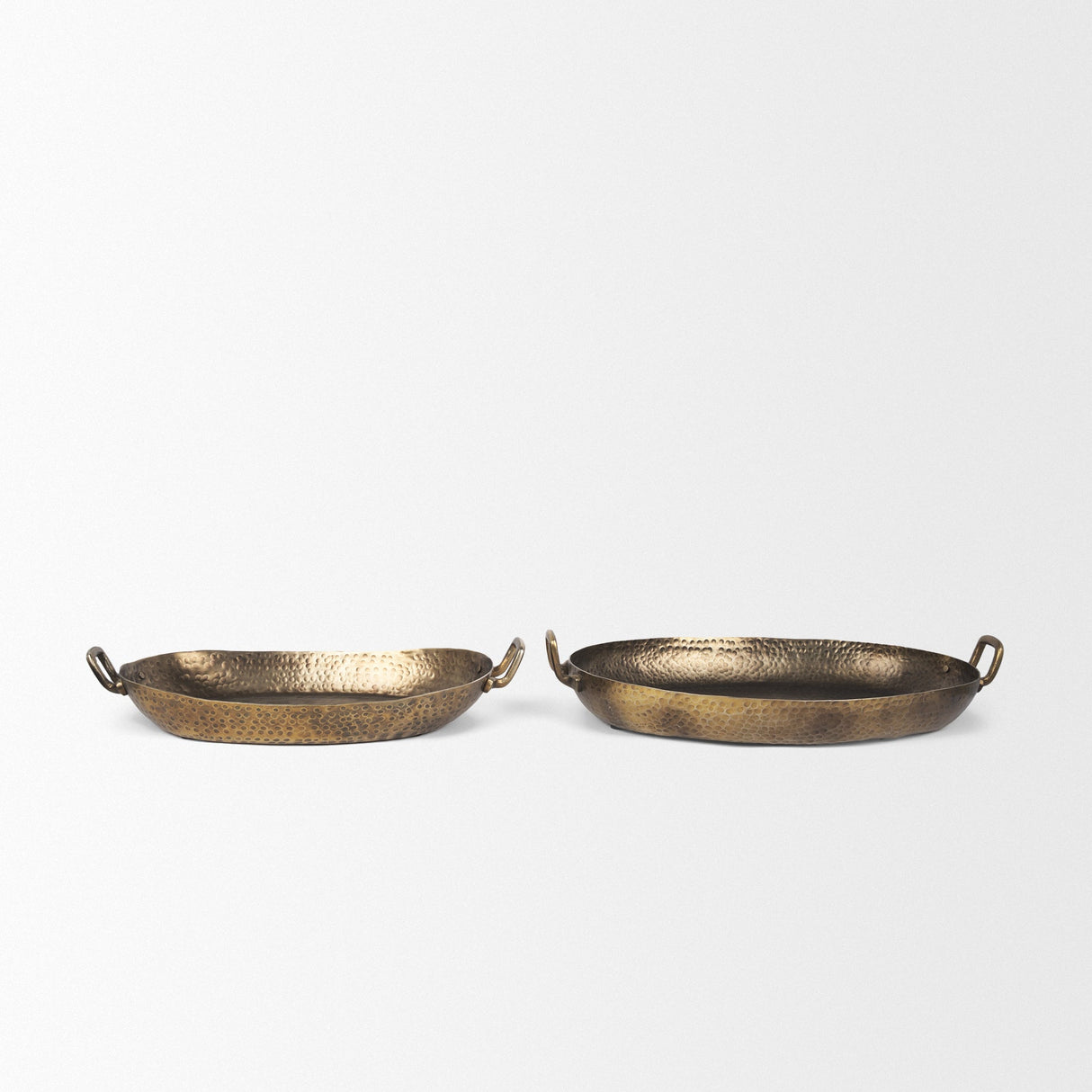 Pama Hammered Gold Metal Decorative Trays (Set of 2) by Mercana at Eve Furniture